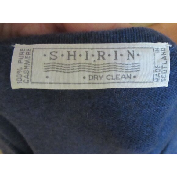 Shirin 100% Pure Cashmere Blue Star Sweater Size 1X Made In Scotland - Picture 4 of 4